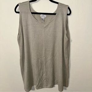 AVENUES. no sleeve tan blouse